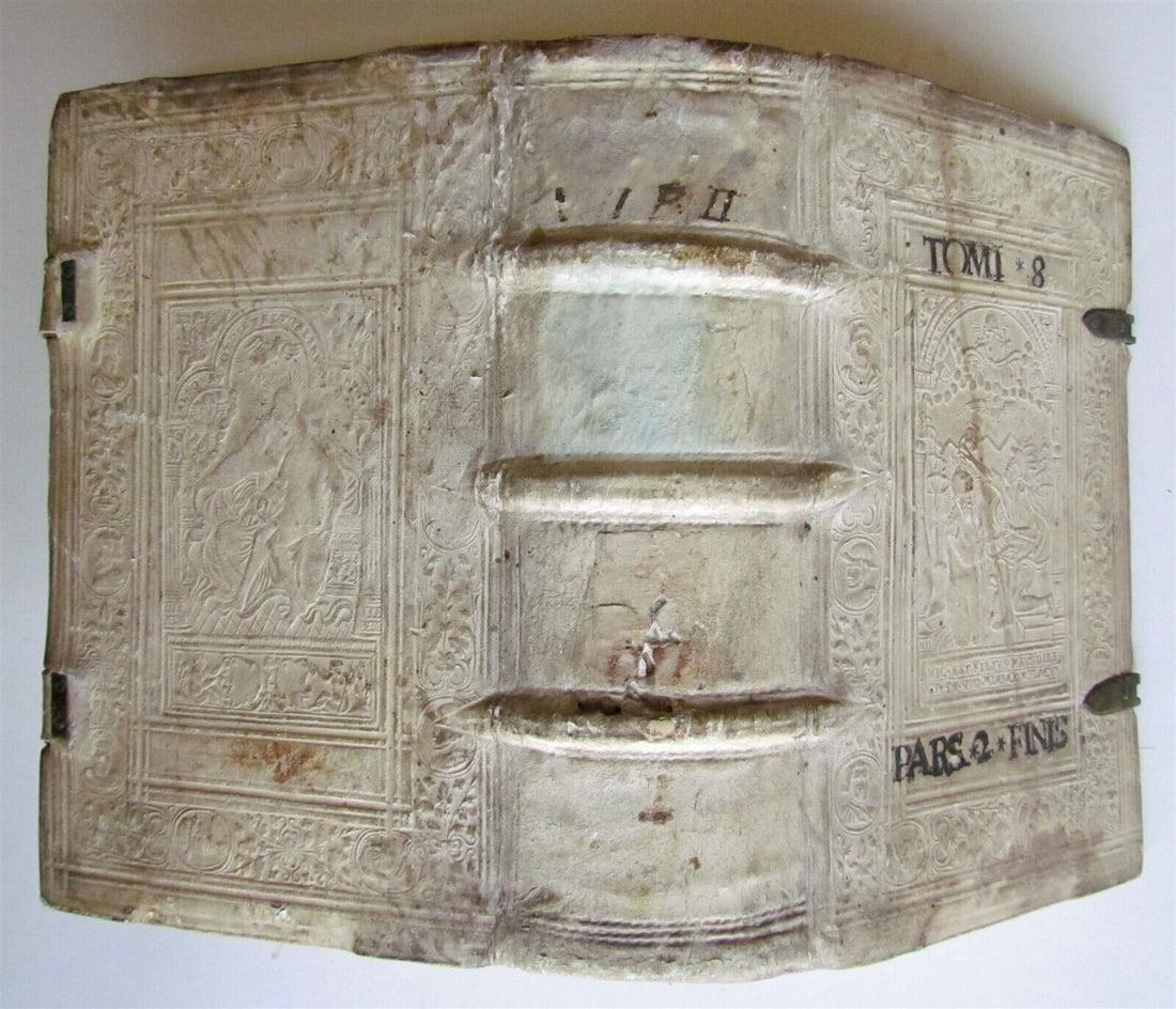 1561 ST.AUGUSTINE antique HAND TOOLED PIGSKIN BINDING w/CLASPS 16th CENTURY v8/2 (1 of 10)