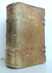 1554 Homiliarum tripartitarum by Josse Clichtoveus antique PIGSKIN BOUND vol. I: Homiliarum tripartitarum by Clichtoveus, J. Pars I Cologne, Gennepaeus ; 1554 Size 4 1/2 by 6 3/4" Blind tooled pigskin over wooden boards Manuscript title label on the spine Very good interior condit