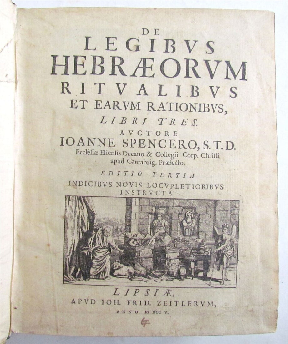 1705 JEWISH LAWS & CUSTOMS antique JUDAICA vellum De Legibus Hebraeorum (1 of 7)