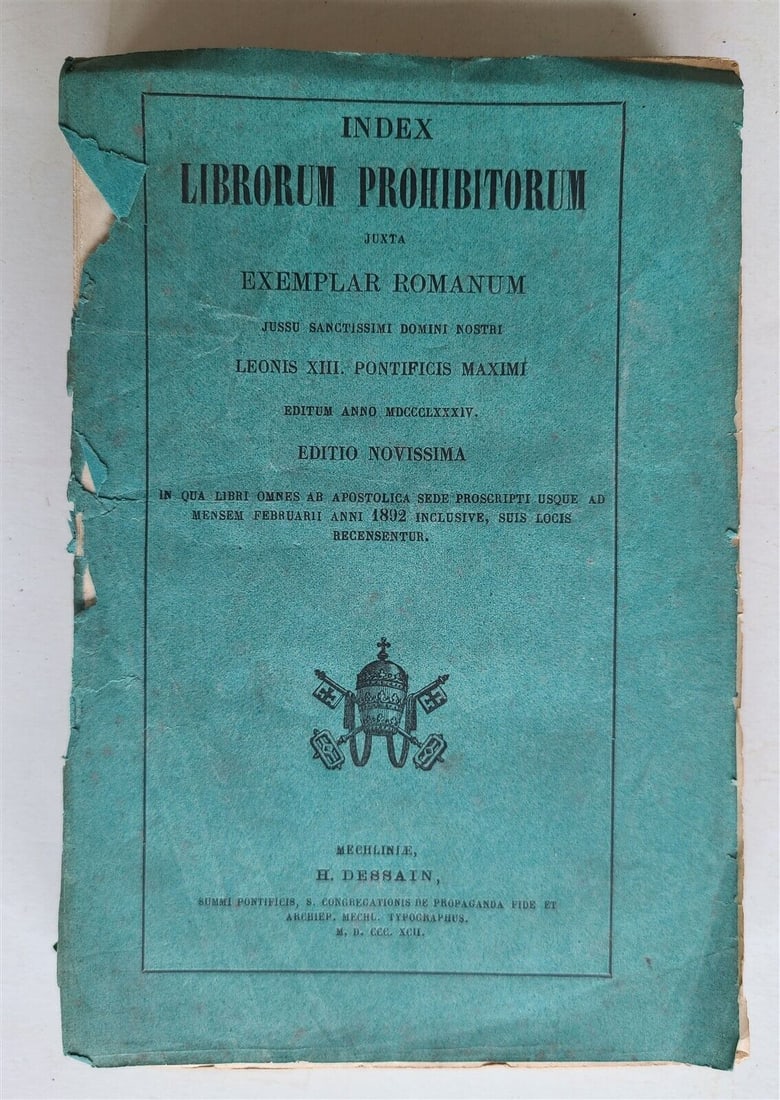 1892 INDEX of FORBIDDEN BOOKS Librorum Prohibitorum antique (1 of 4)
