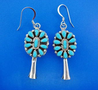 COOL Native American Silver & Multi Color Turquoise Earrings: DK Silver & Multi Color Turquoise Earrings · This is a must for any collector. · The weight is 11.8 grams. · The length is 2 3/8 inches. The width is ¼ of an inch. Reserve: