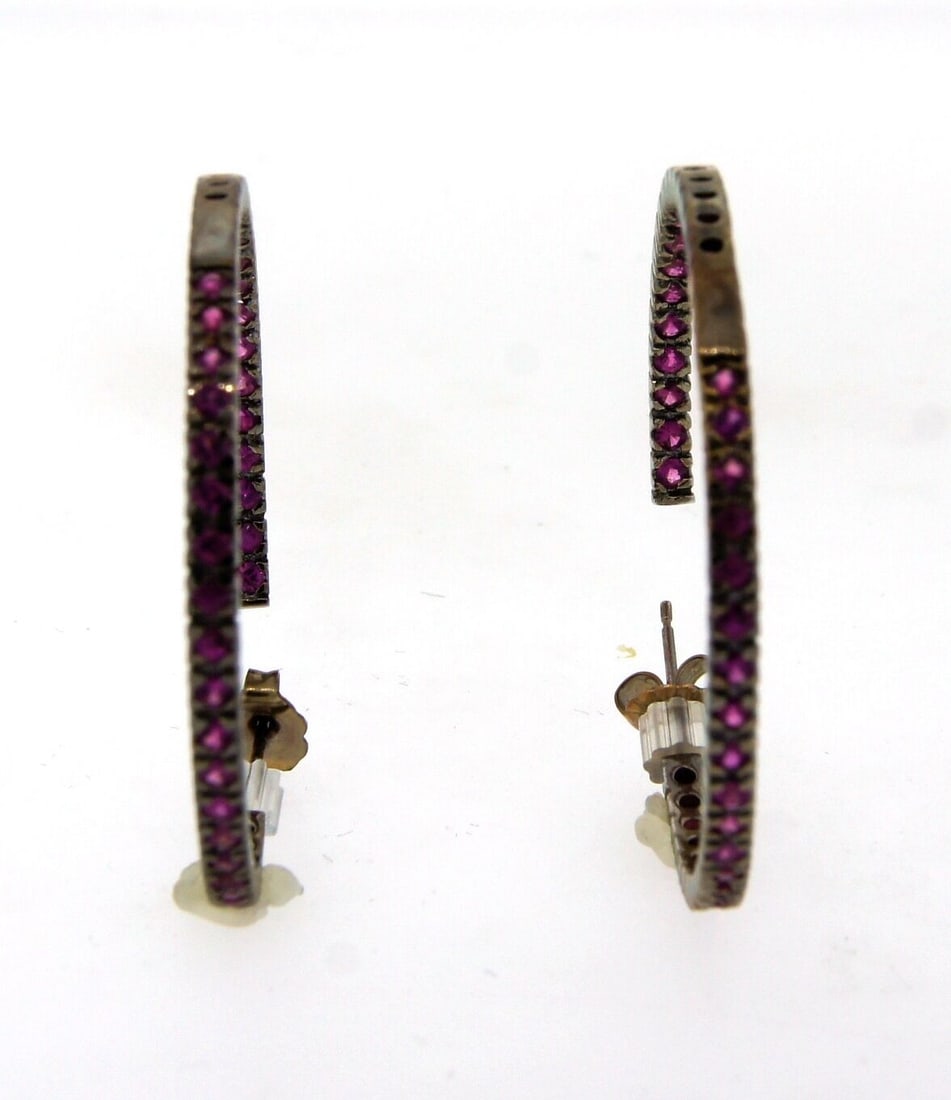LOVELY 14k Gold & Ruby Hoop Earrings! (1 of 2)