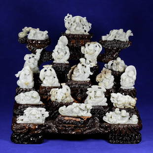 A Set Chinese Hetian Jade Eighteen Buddhism Arhat Statue: Title: A Set Chinese Hetian Jade Eighteen Buddhism Arhat StatueDate/Period: After1600Origin: ChineseDimension: 500x430x330(mm) 19.69x16.93x12.99(inches) Materials: Hetian Jade Reserve: $19,999.00 