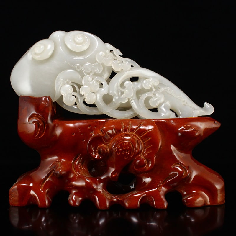 Openwork Chinese Hetian Jade Ruyi Statue (1 of 9)