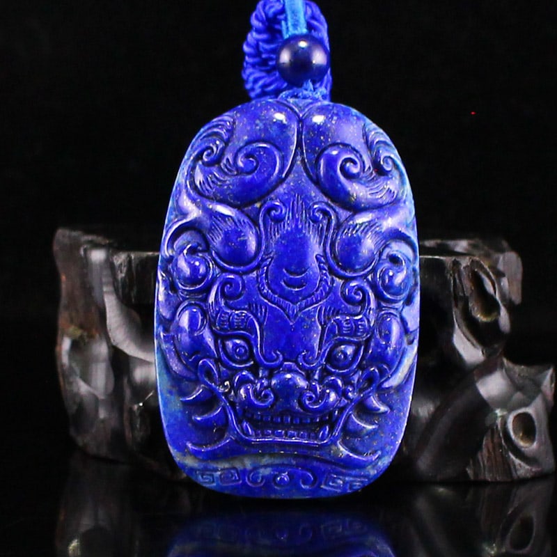 Chinese Natural Lapis Lazuli Beast Head Pendant (1 of 6)