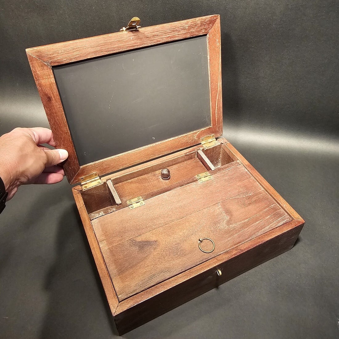 11.5" Wood Chalk Board Writing Box Chest Lap Desk (1 of 10)