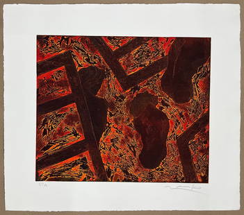 Namiko Prado Arai Mexican etching 1998, 21.1 x 24.5 in.: Artist: Namiko Prado Arai (Mexico, 1963) Work Title: Untitled 10 (Bruñidor) Date/Period: 1998 Medium: etching, aquatint Overall Size: 21.1 x 24.5 in. (53.5 x 62 cm.) Reserve: $270.00 Shipping: Domest