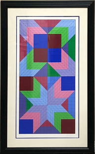 Victor Vasarely: Victor Vasarely Serigraph Signed & Numbered The door: Medium: Serigraph Paper size: 30 x 21 inch Marks: signed in pencil numbered Edition: Numbered 111 / 325 Condition: Very good Framed: Black wood frame Please note that this lot has a confidential reser