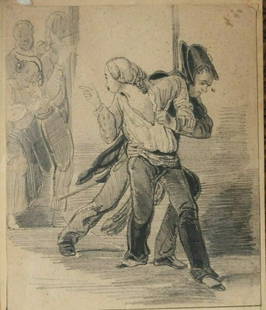 Antique Original Pencil Drawing Figures and Fight circa 1910: Pencil on paper 25,5 x 18,5 cm folds, stains ref: 18071882 Reserve: $80.00 Shipping:Domestic: Flat-rate of $25.00 to anywhere within the contiguous U.S.International: Foreign shipping rates are