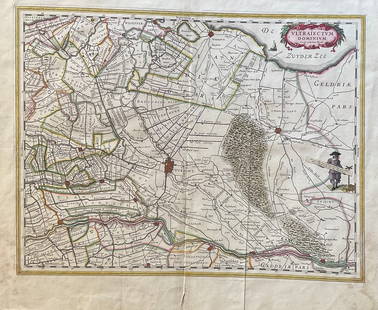 The Netherlands Map. The region Around the city of Utrecht. 1660?s by W. Blaeu: Title: The Netherlands Map. The region Around the city of Utrecht. 1660?s by W. Blaeu Date/Period: 1660?s Materials: Hand colored copper plate engraved Size: 22 x 19 1/2'' Netherlands regional map cen