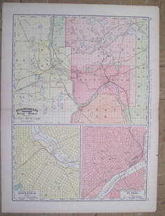 Map of St. Paul, Minneapolis, and Environs.: Title: Map of St. Paul, Minneapolis, and Environs. Cartographer: Rand McNally & Co. Publisher: Rand McNally & Co. Date: 1889 Description: Large extremely detailed showing city limits, parks, railroads
