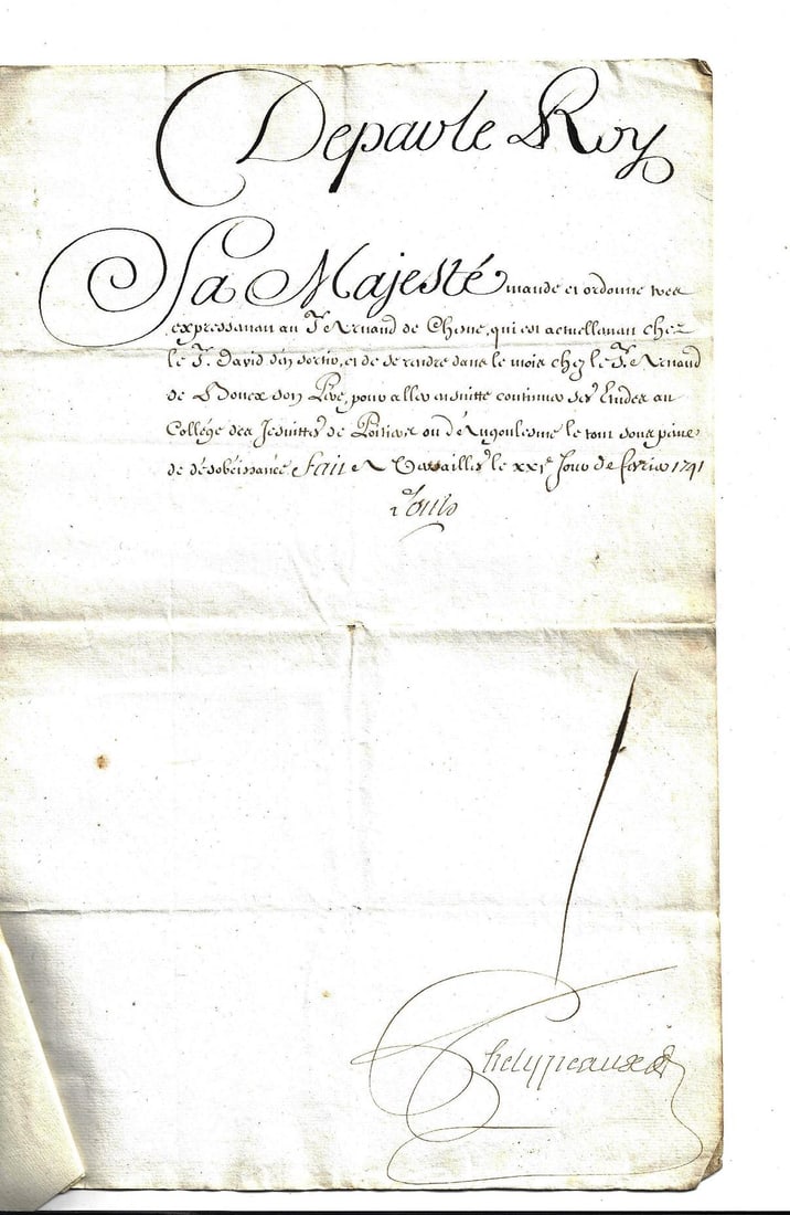 1741 French Document Signed Louis (1 of 3)
