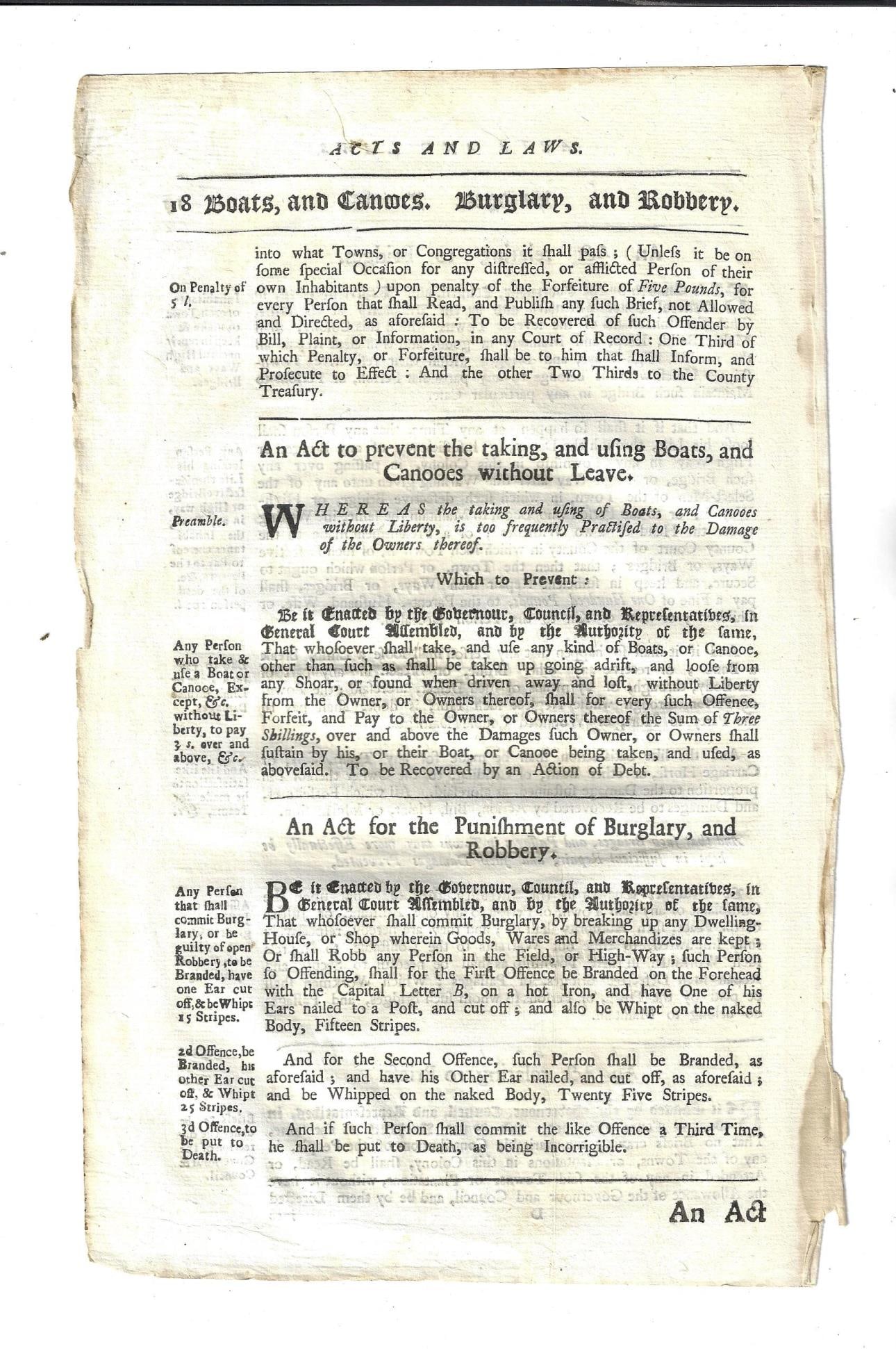 1750 Leaf from Colonial Acts Connecticut (1 of 2)