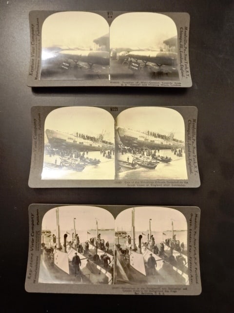 Three World War I Stereoviews U Boat Torpedo (1 of 3)