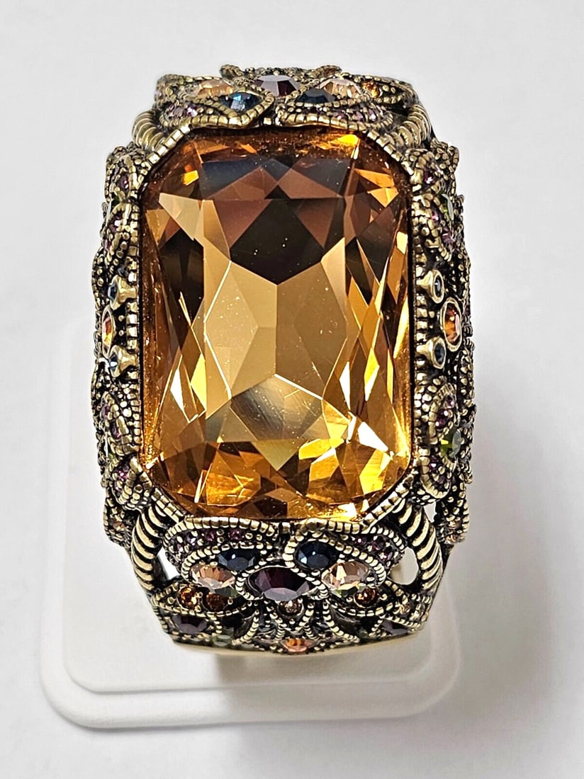 Designer Heidi Daus Irresistible Impression Orange Topaz Crystal Hinged Bracelet (1 of 7)