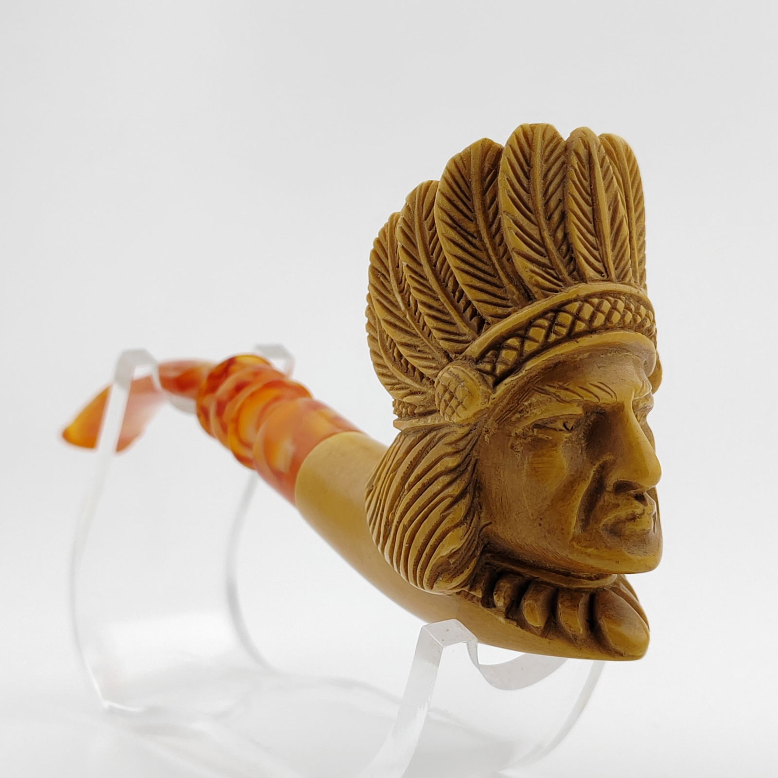Native American Indian Warrior Chief Meerschaum Pipe (1 of 9)