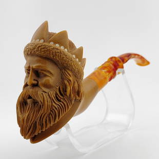 King Meerschaum Pipe: Title: King Meerschaum Pipe Materials: Meerschaum Dimension: 7 inch (18cm) Description: King,Hand carved Meerschaum Pipe. Made in Turkey,Eskisehir by Meerschaum Carve Master.Best Quality Block Meersch