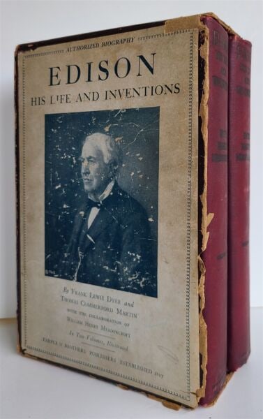 1929 EDISON HIS LIFE AND INVENTIONS 2 volumes w/ SLIP CASE antique ILLUSTRATED (1 of 10)