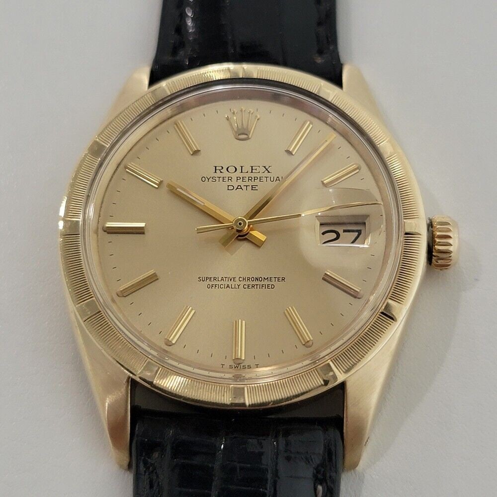 Mens Rolex Oyster Perpetual Date Ref 1501 35mm 14k Gold Automatic 1970s RA351 (1 of 12)