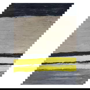 Huge 20th Century French Expressionist Abstract Oil Painting Black Grey Yellow c. 1992: Title: Huge 20th Century French Expressionist Abstract Oil Painting Black Grey Yellow c. 1992 Description: Artist: French School, dated 1992 verso, inscribed into the paint to the front. Title: Black,