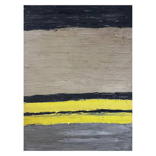 Huge 20th Century French Expressionist Abstract Oil Painting Black Grey Yellow c. 1992: Title: Huge 20th Century French Expressionist Abstract Oil Painting Black Grey Yellow c. 1992Description: Artist: French School, dated 1992 verso, inscribed into the paint to the front. Title: Black,