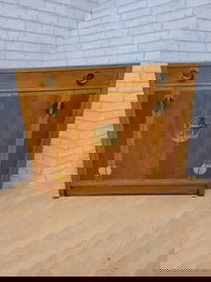Mid Century Modern Edward Wormley for Dunbar Chinoiserie Chest or Sideboard: Mid Century Modern Edward Wormley for Dunbar Chinoiserie Walnut with Brass Chest/Sideboard/Bar Elegant, classic and iconic mid-century modern Chinoiserie design walnut with blonde mahogany trim, antiq