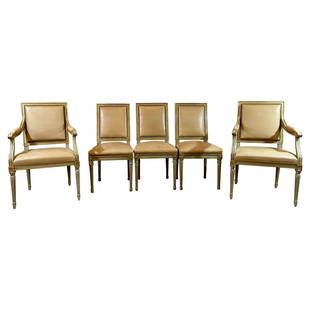 Set of Louis XVI Style Philippe Coudray Ateliers Dining or Conference Chairs: Title: Set of Louis XVI Style Philippe Coudray Ateliers Dining or Conference ChairsDescription: Five Pieces Set of Louis XVI style Philippe Coudray ateliers dining or conference chairs. A set of five