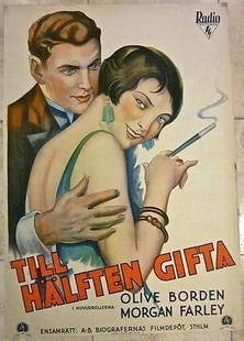 Half Marriage (1929) Swedish Movie Poster: Half Marriage (1929) Swedish Movie Poster Reserve: $510.00 Shipping: Domestic: Flat-rate of $28.00 to anywhere within the contiguous U.S. International: Foreign shipping rates are determined by destin