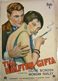 Half Marriage (1929) Swedish Movie Poster: Half Marriage (1929) Swedish Movie Poster Reserve: $510.00 Shipping:Domestic: Flat-rate of $28.00 to anywhere within the contiguous U.S.International: Foreign shipping rates are determined by