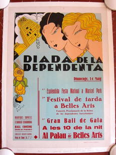 Diada De La Dependenta - Art By Bas Bofill (1928) Spanish Advertising Poster LB: Diada De La Dependenta - Art By Bas Bofill (1928) Spanish Advertising Poster LB Reserve: $425.00 Shipping:Domestic: Flat-rate of $28.00 to anywhere within the contiguous U.S.International: Foreign