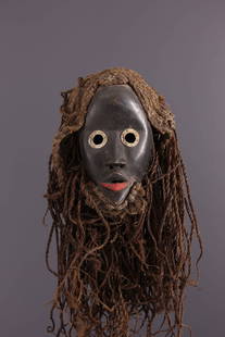 Dan mask - Ivory Coast - African Art Tribal Art: Title: Dan mask - Ivory Coast - African Art Tribal ArtDate/Period: Second half 20th centuryOrigin: Ivory CoastDimension: 9,84 InchMaterials: wood, raffia, metalWeight: 1,32 PoundsItem type: