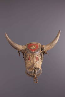 Bidjogo mask - Guinea - African Art Tribal Art: Title: Bidjogo mask - Guinea - African Art Tribal ArtDate/Period: mid 20th centuryOrigin: GuineaDimension: 19,69 InchMaterials: wood, metal, textile, animal hornsWeight: 5,07 PoundsItem type: