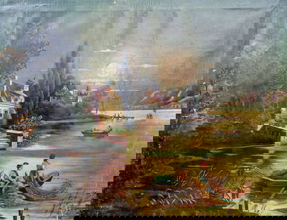 Oil painting Italian landscape Unknown artist: №1142 *** ABOUT THIS PAINTING *** * TITLE: "Italian landscape" * ARTISTS: Unknown artist * SIZE: 60x76 cm/'23.62x29.92 inches' * MEDIUM: oil, canvas * HAND PAINTED: Original painting from our co