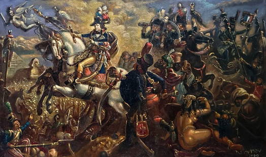 Oil painting Napoleon in Egypt Litvinov Daniil Olegovich: ?Litv 1120 *** ABOUT THIS PAINTING *** * TITLE: "Napoleon in Egypt" * ARTISTS: Litvinov Daniil Olegovich * SIZE: 87x52 cm/'34.25x20.47 inches' * MEDIUM: oil, canvas * HAND PAINTED: Original painting f