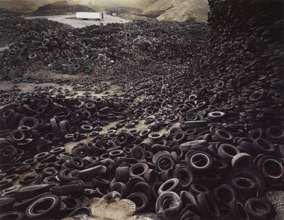 EDWARD BURTYNSKY - Oxford Tire Pile #1, California: Artist: Edward Burtynsky Title: Oxford Tire Pile #1, Westley, California Medium: Photo Litho, 2004, Singapore Dimensions: 9.1x7.05" Description: Heat Wax Mounted on 11x14" Conservation Board Artist Bi