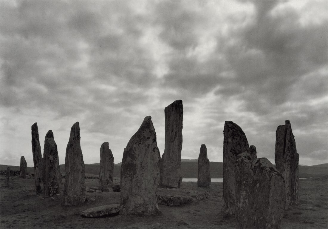 PAUL CAPONIGRO - Callanish, St. Circle, Scotland 1972: Artist: Paul Caponigro Title: Callanish, St. Circle, Scotland, 1972 Medium: Photo Litho, 1993, USA Dimensions: 9.25x6.45" Description: Heat Wax Mounted on 8.5x11" Conservation Board Artist Bio: Paul C