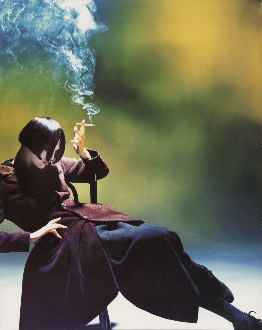 NICK KNIGHT - Susie Smoking, 1988: Artist: Nick Knight Title: Susie Smoking, 1988 Medium: Photo Litho, 1999, Dubai Dimensions: 7.7x9.7" Description: Heat Wax Mounted on 11x14" Conservation Board Reserve: $45.00 Shipping: Domestic: