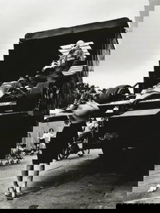 HELMUT NEWTON - Grand Prix, Monte Carlo, 1983: Artist: Helmut Newton Title: Grand Prix, Monte Carlo, 1983 Medium: Photo Litho, 2009, Italy Dimensions: 9.6x12.85" Description: Heat Wax Mounted on 14x18" Conservation Board Artist Bio: Helmut Newton
