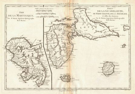 Martinique, Guadeloupe, Marie-Galante, La Désirade & Saintes. BONNE 1788 map: Title: Martinique, Guadeloupe, Marie-Galante, La Désirade & Saintes. BONNE 1788 map Description: Isle de la Martinique // Isles de la Guadeloupe, de Marie-Galante, de la Désirade et celles d