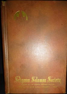 Alumni of the Hebrew Orphan Society: Title: Alumni of the Hebrew Orphan Society Author: Seligman Solomon Society Date: 1937 Publisher: N/A Edition: N/A Additional Info: Faux blindstamped leather; gilt. 'Fiftieth Anniversary 1887-1937'. 1