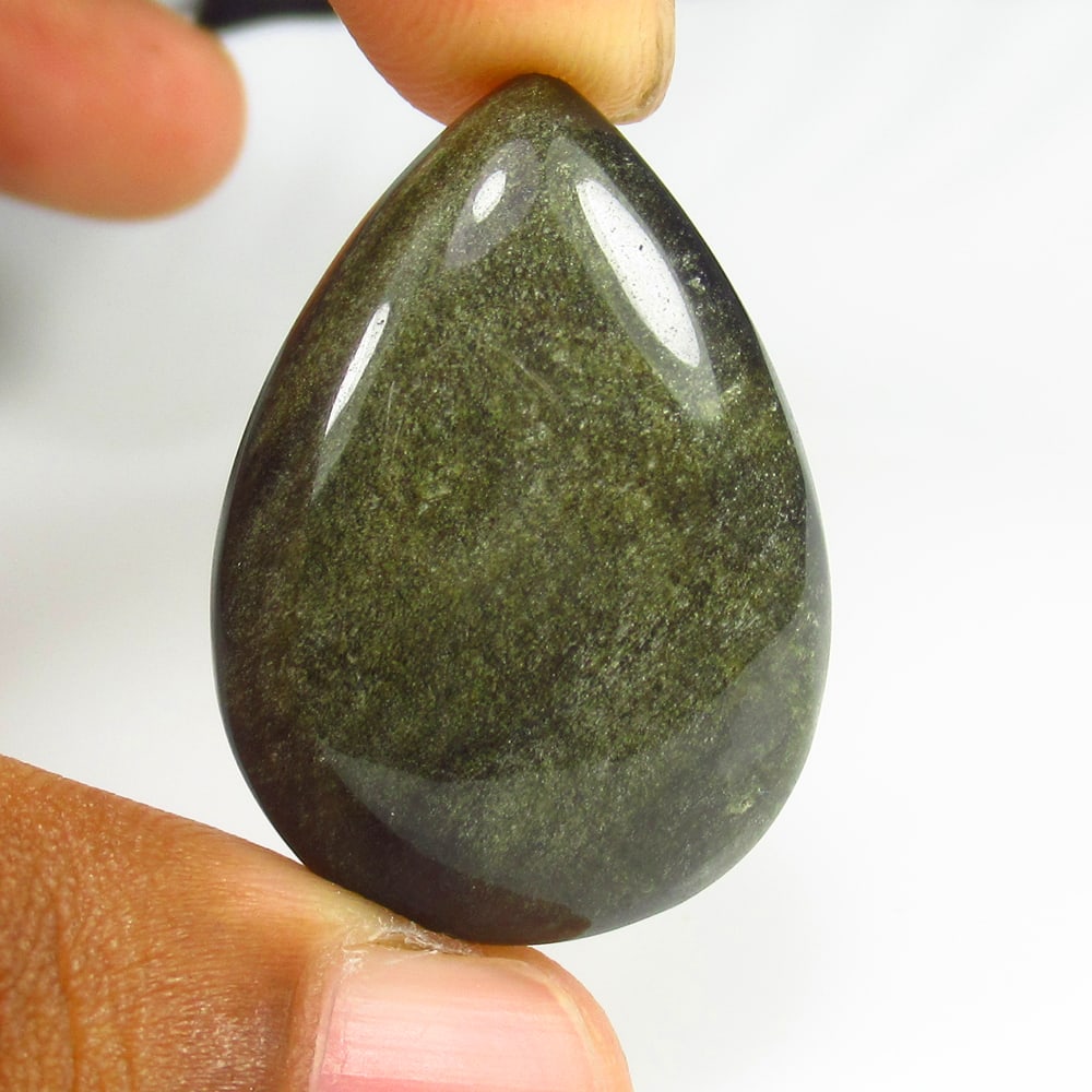 33.43 Ct - Natural Obsidian: No Reserve! Title: 33.43 Ct - Natural Obsidian Description:Gemstone Gemstones: Obsidian Carat:33.43 Size/Dimensions:30.0 x 25.0 x 7.3 mm Additional Info:Pieces : 1 No's / Shape : Pear Cab / Color : Gr