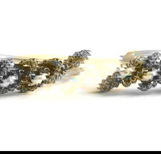 Victorian Revival Pearl Turquoise Bangle Bracelet 14K Yellow Gold, 20.39 Gr: Victorian Revival Pearl Turquoise Bangle Bracelet 14K Yellow Gold, 20.39 Gr This is a gorgeous and unique bracelet! Will surely make a statement! Please let us know if you have any questions. Circa: 1