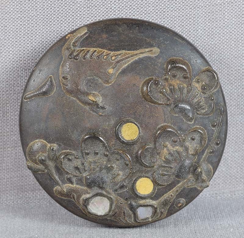 Pre WWII Japanese OBIDOME bakelite / casein BIRD & cherry flowers (1 of 5)