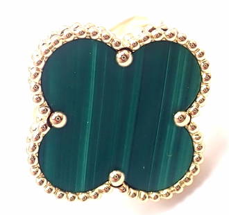Authentic Van Cleef & Arpels Magic Alhambra 18k Yellow Gold Malachite Ring: Authentic Van Cleef & Arpels Magic Alhambra 18k Yellow Gold Malachite Ring Authentic Van Cleef & Arpels Magic Alhambra 18k Yellow Gold Malachite Ring Product Description About This Piece: Metal: 18k Y
