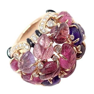 Rare! Authentic Cartier 18k Rose Gold Diamond Carved Rubelite Amethyst Onyx Ring: Rare! Authentic Cartier 18k Rose Gold Diamond Carved Rubelite Amethyst Onyx Ring Rare! Authentic Cartier 18k Rose Gold Diamond Carved Rubelite Amethyst Onyx Ring Product Description About This Piece: