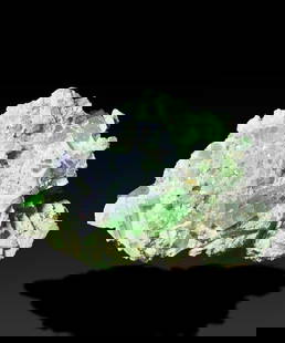 Aesthetic Green Color Tourmaline Crystals Bunch With Purple Lepidolite Specimen , Tourmaline: Materials: Tourmaline, Lepidolite Aesthetic Green Color Tourmaline Crystals Bunch With Purple Lepidolite Specimen Specimen Contains Green Tourmaline Crystals Bunch and Purple Lepidolite Specimen is co