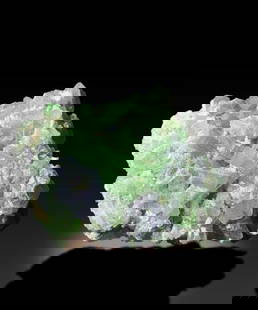 Aesthetic Green Color Tourmaline Crystals Bunch With Purple Lepidolite Specimen , Tourmaline: Materials: Tourmaline, Lepidolite Aesthetic Green Color Tourmaline Crystals Bunch With Purple Lepidolite Specimen Specimen Contains Green Tourmaline Crystals Bunch and Purple Lepidolite Specimen is co