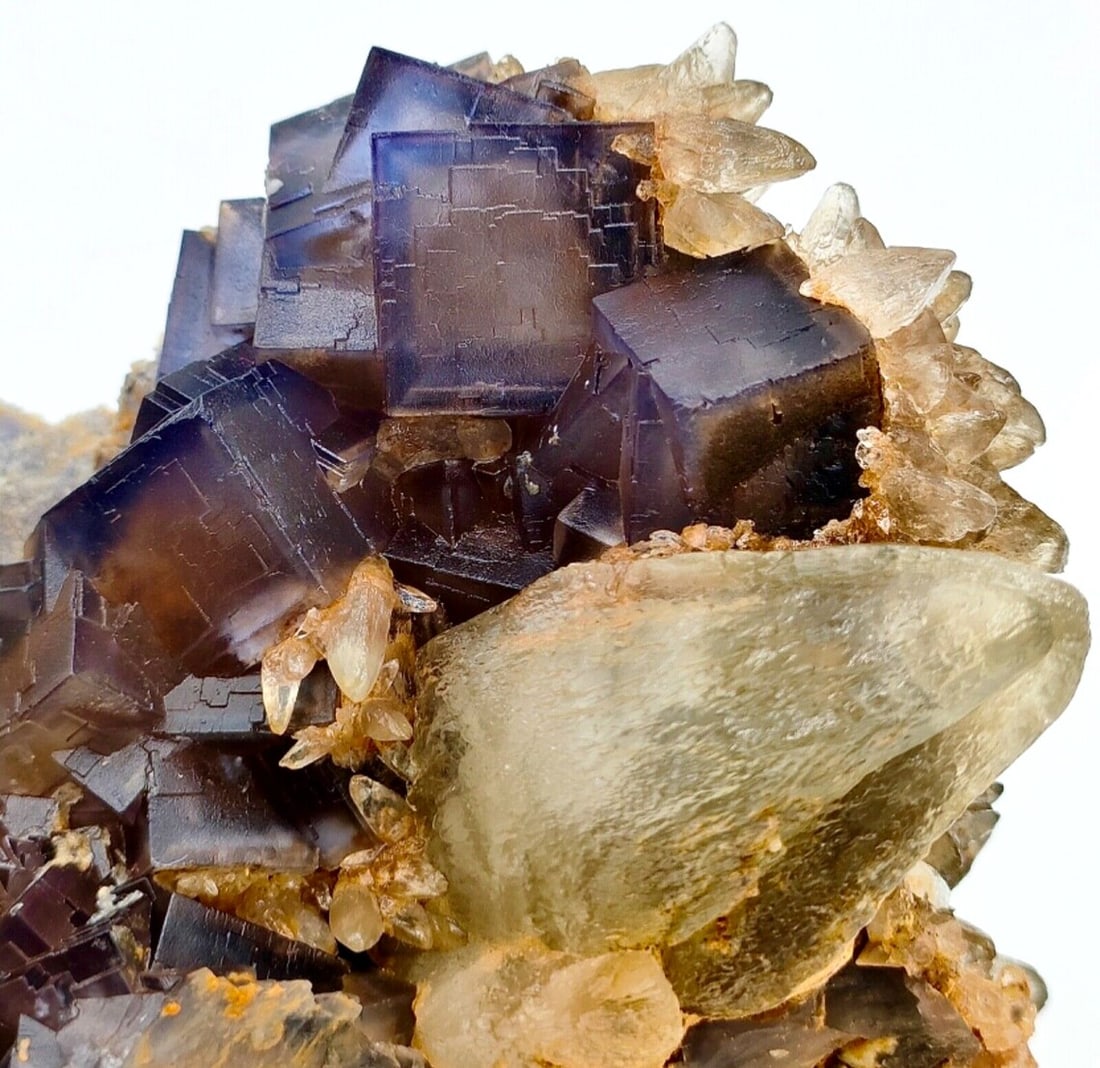 1884 Gram Extraordinary Purple Phantom Cubic Fluorite With Calcite From Pakistan (1 of 9)