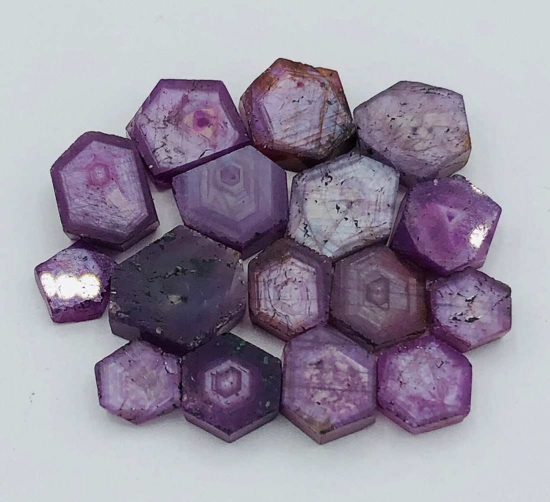 48 CTs Ruby With Hexagonal Silk Zoning Polished Slice From Madagascar. (1 of 6)