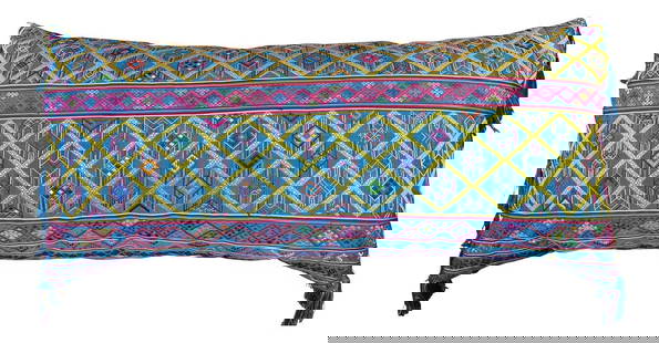 Vintage Colorful Indian Embroidered Pillow: This is a beautifully embroidered (front and back) pillow made with glorious Indian cotton fabric. You won't want to stop hugging it, I promise! It has a down pillow insert. There are two identical on